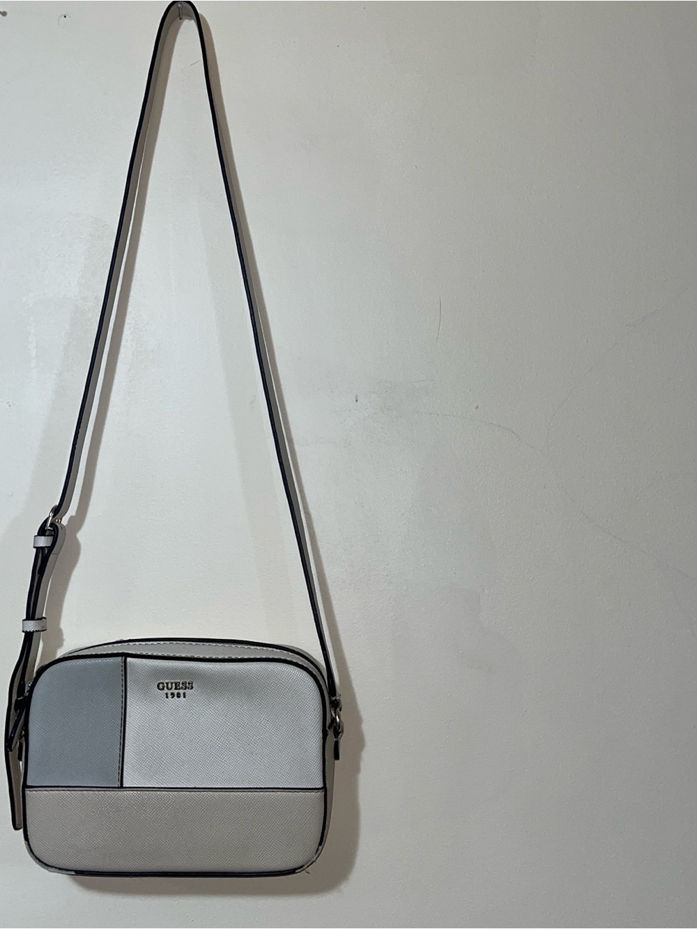 Guess Two-Tone Light Gray and Pale Blue Crossbody Bag